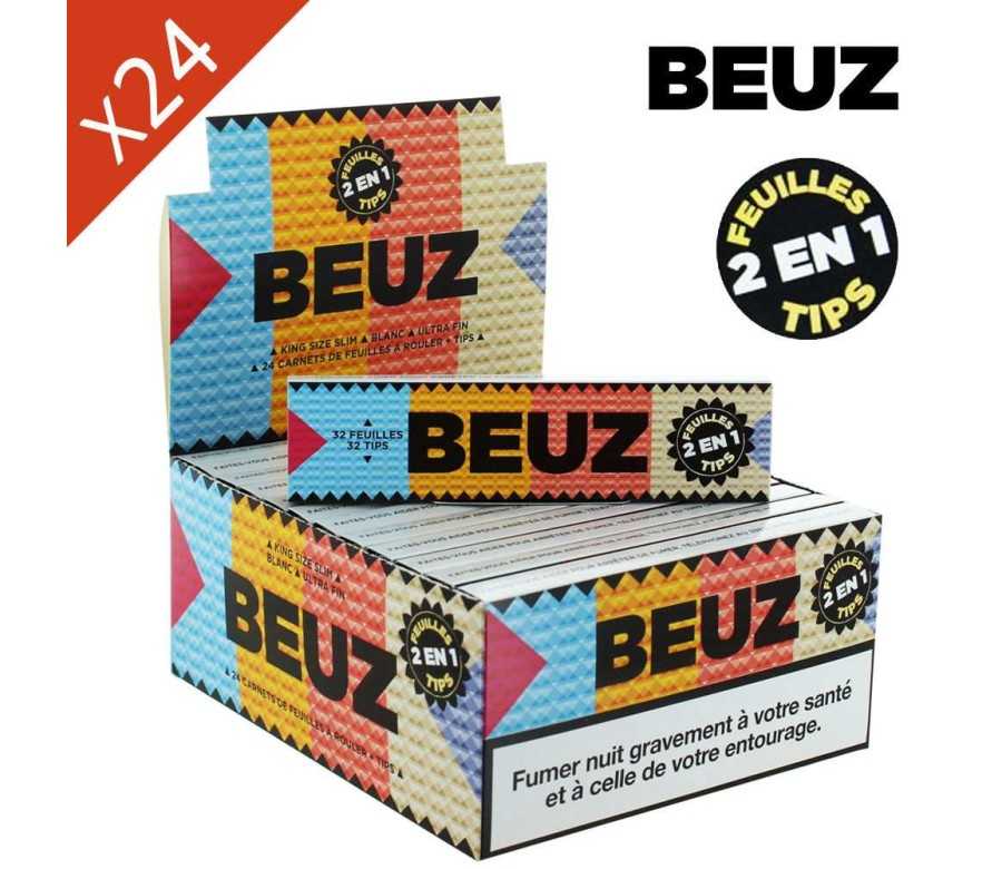 Boite de 24 carnets Beuz Blanc Slim King Size + Filtres