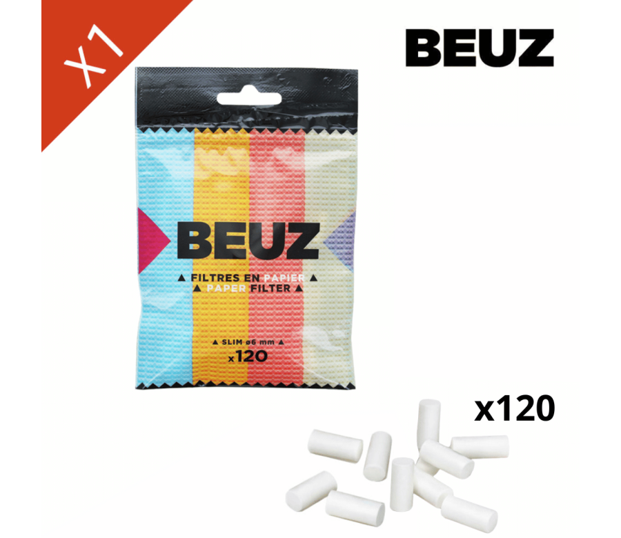 Sachet 120 Filtre Papier Beuz Slim Blanc