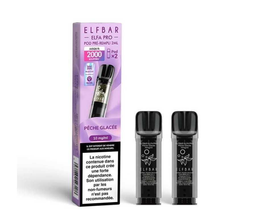 Pod pre-rempli Peche Glacee 2ml Elfa Pro - ElfBar (pack de 2) (10 mg/ml)