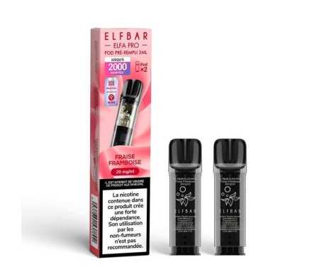 Pod pre-rempli Fraise Framboise 2ml Elfa Pro - ElfBar (pack de 2) (10 mg/ml)
