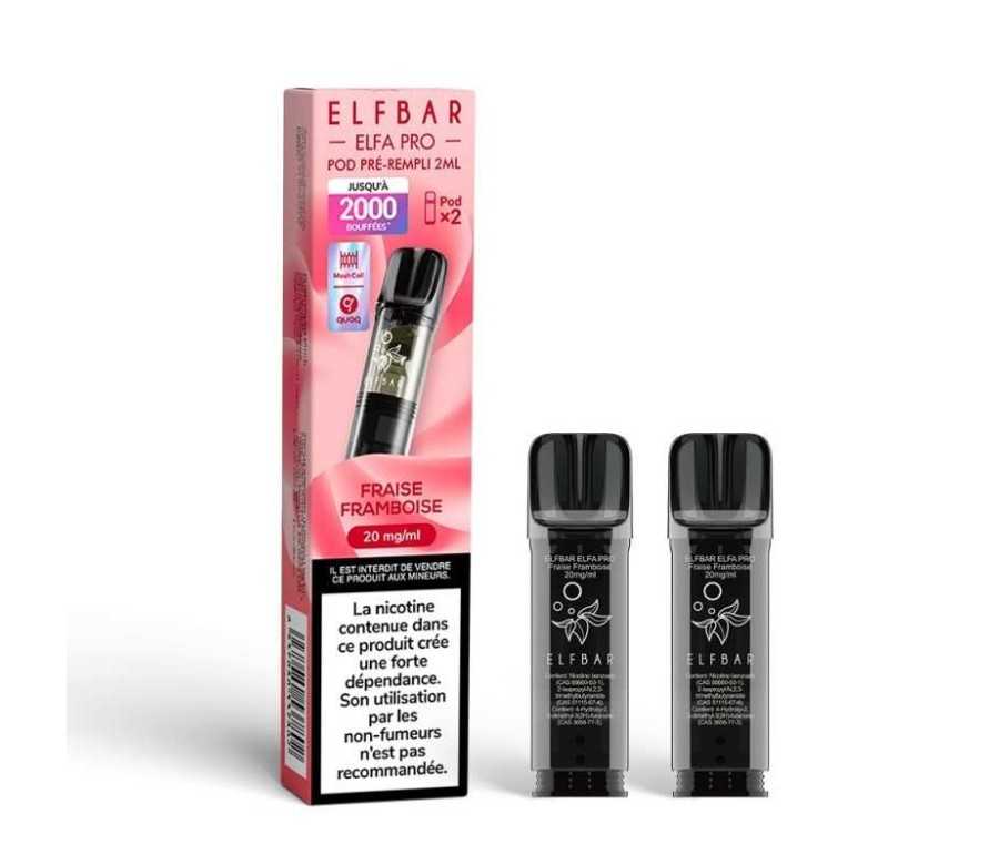Pod pre-rempli Fraise Framboise 2ml Elfa Pro - ElfBar (pack de 2) (20 mg/ml) Pod pre-rempli Fraise Framboise 2ml Elfa Pro - ElfBar (pack de 2) (20 mg/ml)