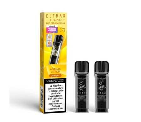 Pod pre-rempli Ananas Citron 2ml Elfa Pro - ElfBar (pack de 2) (20 mg/ml) Pod pre-rempli Ananas Citron 2ml Elfa Pro - ElfBar (pack de 2) (20 mg/ml)