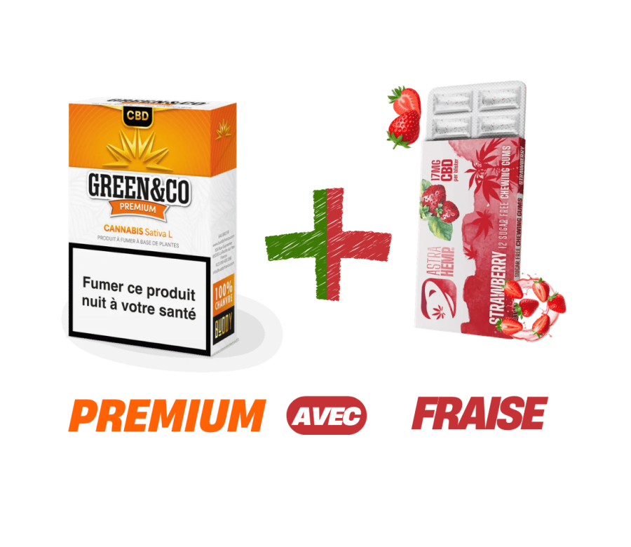 Pack CBD Premium & Fraîcheur - Green&Co Premium + Chewing-Gum Fraise Astra Hemp