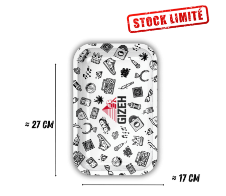 Plateau de Roulage GIZEH Comic Blanc Taille M - 275x175mm (Noir)