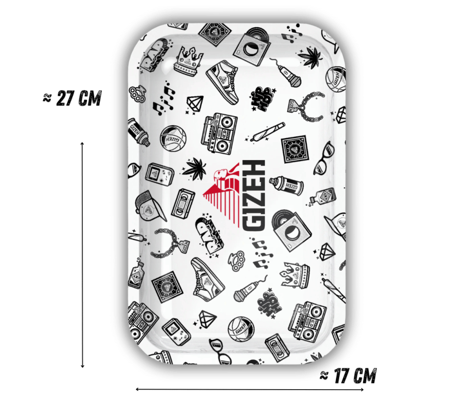 Plateau de Roulage GIZEH Comic Blanc Taille M - 275x175mm (Noir)